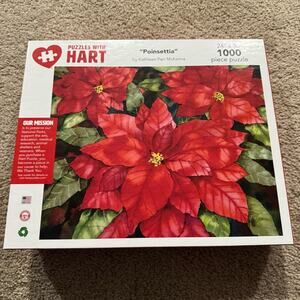 Hart Puzzles Poinsettia 1000 Piece Jigsaw Puzzle Red and Green Christmas Winter